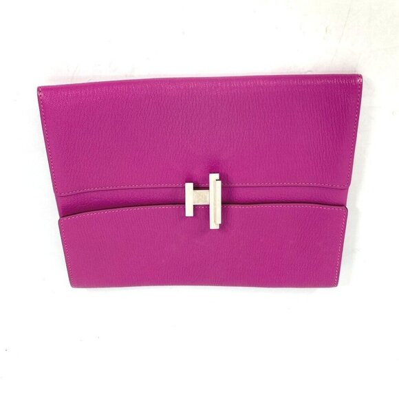 HERMES flap cinematic pouch bag Clutch bag Chevre pink/SilverHardware - Picture 1 of 13